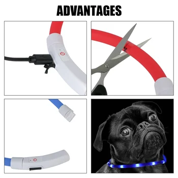Куче светеща яка безопасност акумулаторна светеща светеща USB нашийници нощ домашен любимец мигащи LED