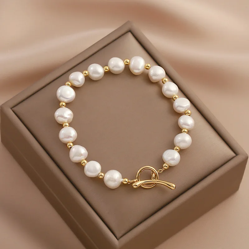 Класическа естествена перлена гривна дамска изящна нова късметлийска гривна годишнина подарък висококачествена барокова перлена гривна