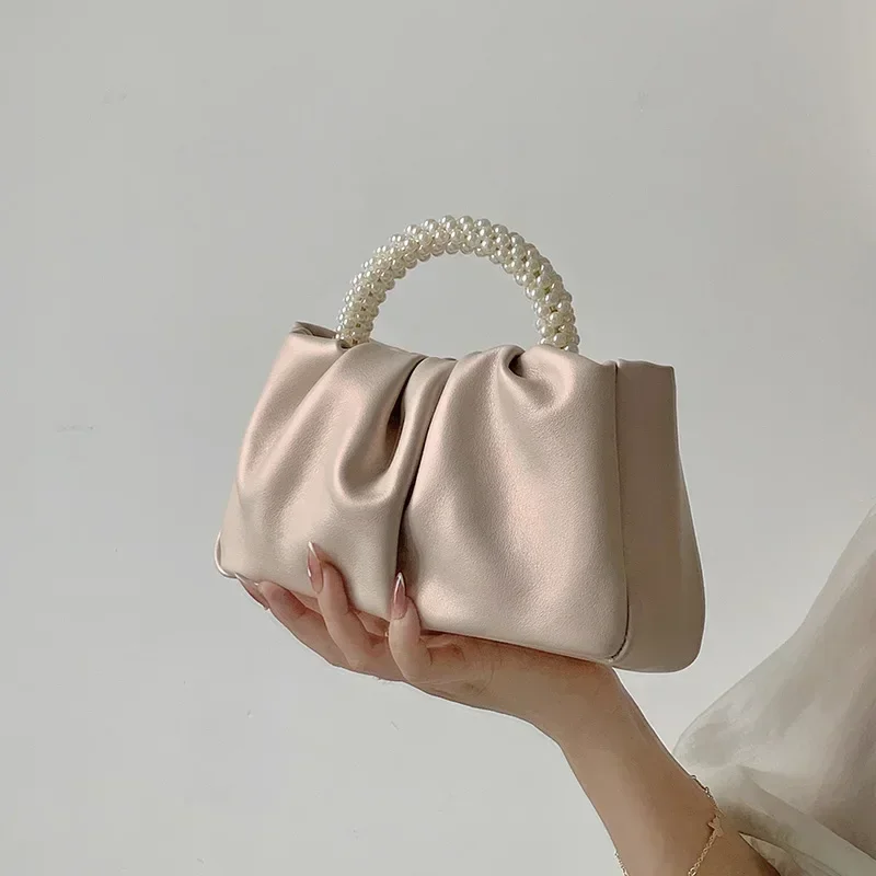 Мода перлена дръжка жени вечеря съединител чанта чанти луксозен дизайн дами квадратни чанти за рамо женски малък пратеник чанта