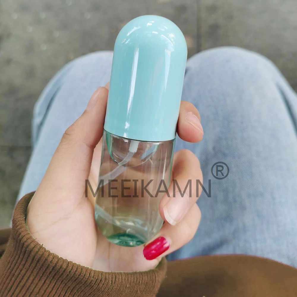 Пластмасов цветен капак капсула форма кръгъл контейнер парфюм преносим лосион за кожа грижа за тялото течна козметична буркан мъгла спрей бутилка